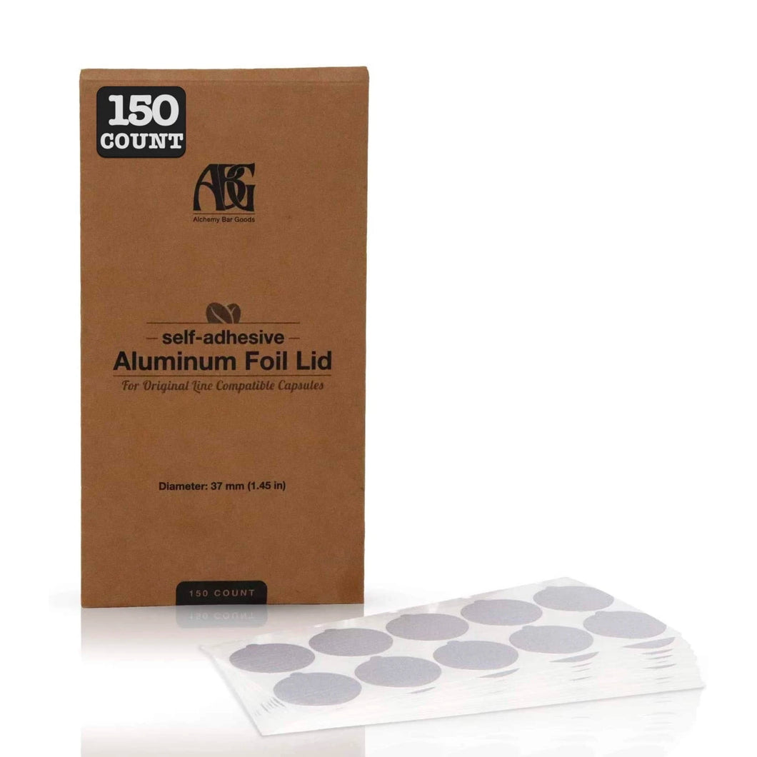 Aluminum Espresso Lids - 150 Foil Seals for Reusable & Refillable Stainless Steel Capsules & Pods, Compatible with Nespresso Original Line - 37mm Diameter