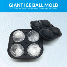 Load image into Gallery viewer, 2.5 Inch Giant Ice Ball Mold - Makes Large Sphere Ice Mold Tray Round Ice Cubes Tray for Massive Sized Whiskey Ice Balls or Make Hot Chocolate Bombs