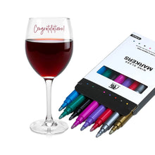 Load image into Gallery viewer, Wine Glass Markers - Pack of 8 Wine Glass Marker Pens Metallic Colors Best Wine Charms Alternative - Fun Wine Accessories - No Smearing & Fast Drying