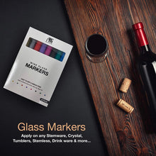 Load image into Gallery viewer, Wine Glass Markers - Pack of 8 Wine Glass Marker Pens Metallic Colors Best Wine Charms Alternative - Fun Wine Accessories - No Smearing & Fast Drying