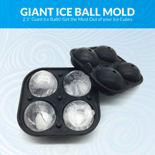 Load image into Gallery viewer, 2.5 Inch Giant Ice Ball Mold - Makes Large Sphere Ice Mold Tray Round Ice Cubes Tray for Massive Sized Whiskey Ice Balls or Make Hot Chocolate Bombs
