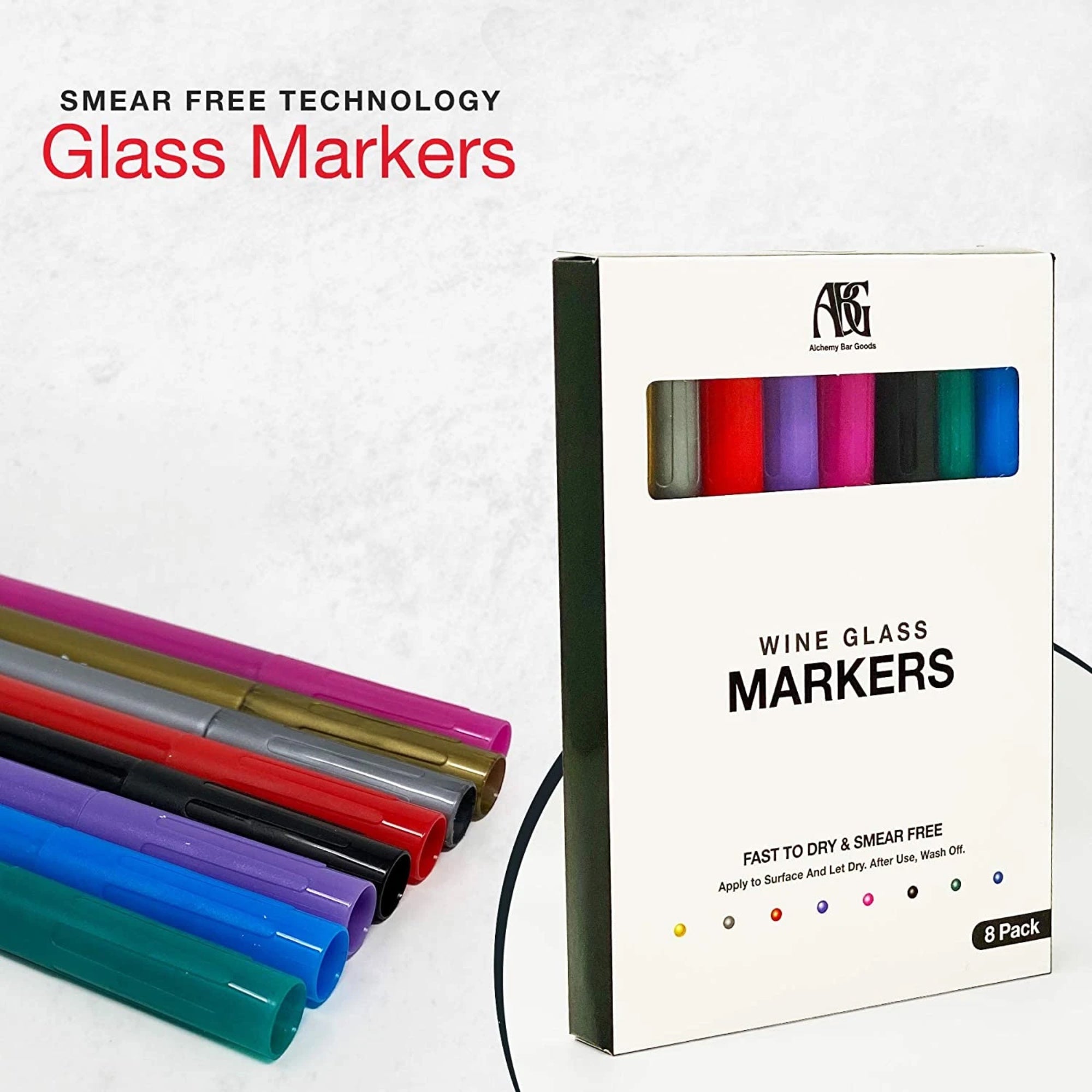 8 Pack Glass Artist Wine Glass Markers Washable & Erasable, Great For  Parties, Baby Showers, Weddings Or Any Occasions